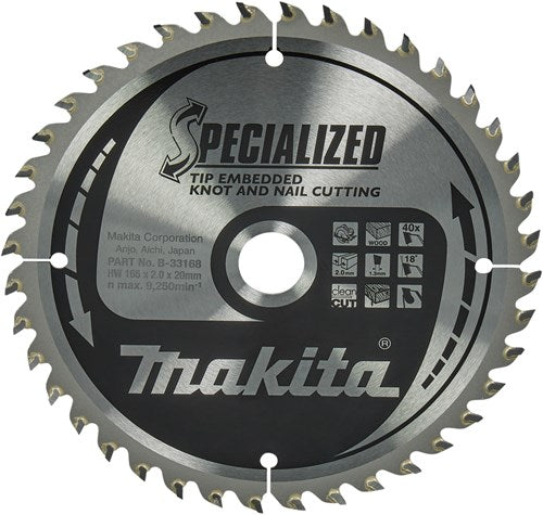 Makita Accessoires cirkelzaagblad embedded tip165x20x2,0 40t 18g - b-09472