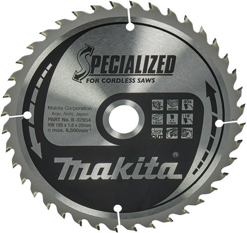 Makita Accessoires cirkelzaagblad | hout | 165x20x40t 18g - b-32954