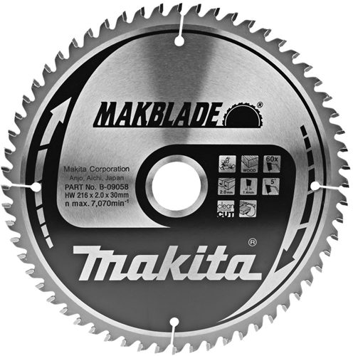Makita Accessoires cirkelzaagblad hout 216x30x2,1 60t - b-09058