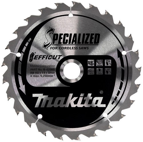 Makita Accessoires cirkelzaagblad hout | efficut 165x20x1,4 | 25t | 23g - b-62985