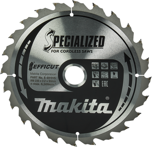 Makita Accessoires cirkelzaagblad hout | efficut 235x30x2,2 24t 20g - e-01915 - e-01915