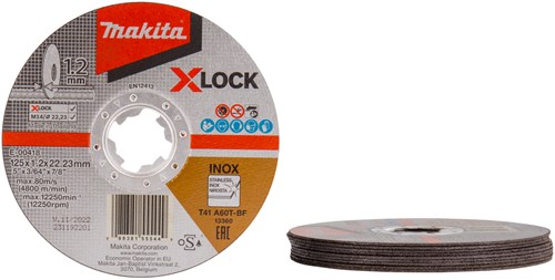 Makita Accessoires e-00418 | doorslijpschijf | x-lock | 125x1,2x22,23mm | rvs | 10 stuks - e-00418