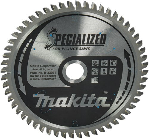 Makita Accessoires invalcirkelzaagblad | aluminium | 165x20x2,4 56t -3g - b-33021