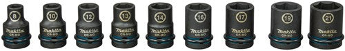 Makita Accessoires krachtdoppenset impact black, 1 2” 9-delig - e-16570