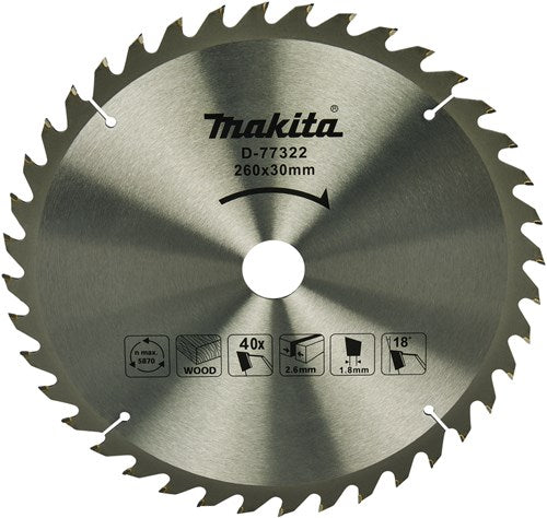 Makita Accessoires Makita afkortzaagblad hout 260x30x1,8 40t 18g, ls1110f - d-77322