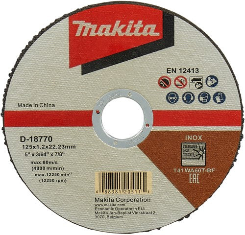 Makita Accessoires doorslijpschijf rvs 125x22,23x1,2mm, 100 stuks - d-18770-100