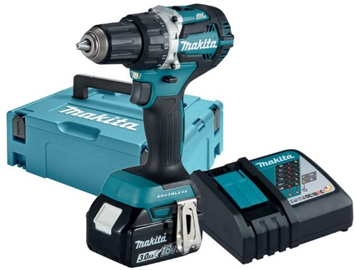 Makita ddf484rf1j 18v boor- schroefmachine koolborstelloos 3,0 ah accu (1 st), snellader, mbox