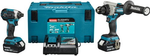 Makita dlx2545tj 18v combiset ddf492 boor- schroefmachine + dtd153 slagschroevendraaier (2x 5.0ah en lader) in mbox - dlx2545tj