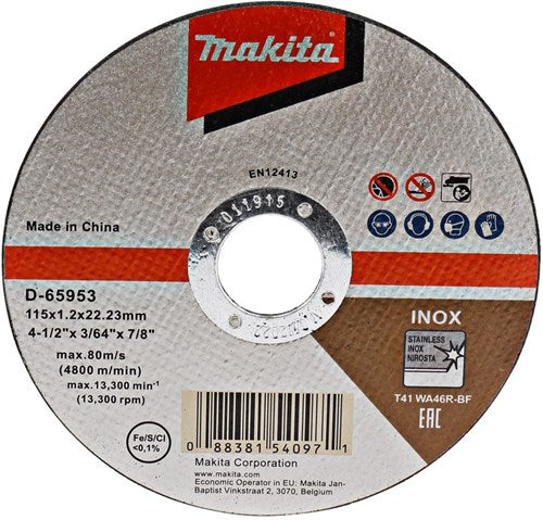 Makita Accessoires Makita doorslijpschijf 115x1.2mm rvs - d-65953