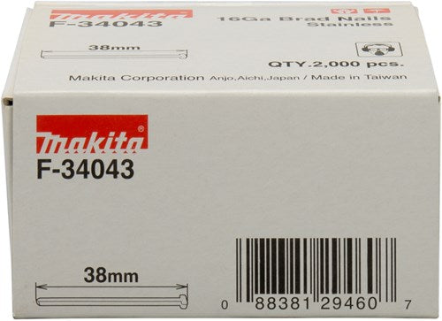 Makita Accessoires brad rvs lengte 38mm uitvoering rvs a2 draaddikte 1,61mm - f-34043
