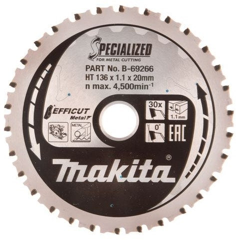 Makita Accessoires cirkelzaagblad | rvs staal efficut 136x20x1,1 45t 0g - b-69319