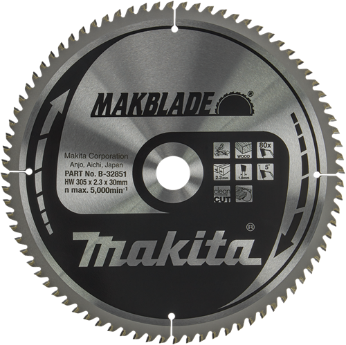 Makita Accessoires Makita zaagblad hout 305x30x2.3 80t 5g - b-32851