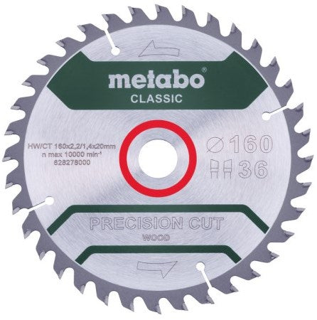 Metabo Accessoires cirkelzaagblad | precision cut classic | 160x20mm | z36 wz 10° - 628278000