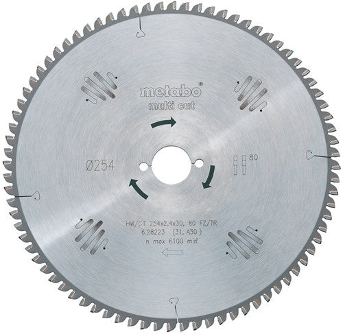 Metabo Accessoires Metabo cirkelzaagblad multi cut hw ct ø 254 mm, 80t fz tz - 628093000