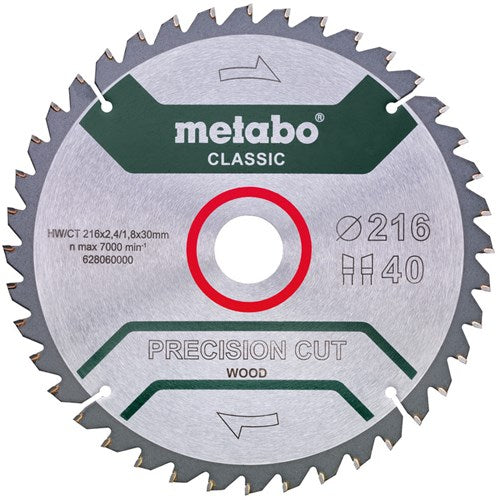Metabo Accessoires Metabo cirkelzaagblad precision cut hw ct ø 216 mm, 40 wz 5° - 628060000