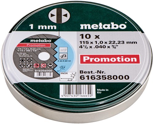 Metabo Accessoires Metabo doorslijpschijven in blik (10 st.) ø 115x1,0x22,23 - 616358000