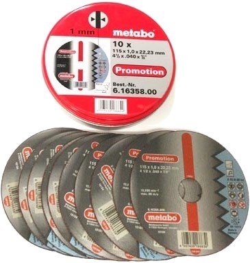 Metabo Accessoires Metabo doorslijpschijven in blik (10 st.) ø 115x1,0x22,23 - 616358000