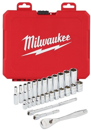 Milwaukee Accessoires 1 4” ratel en doppenset | metrisch | 28-delig - 4932464943