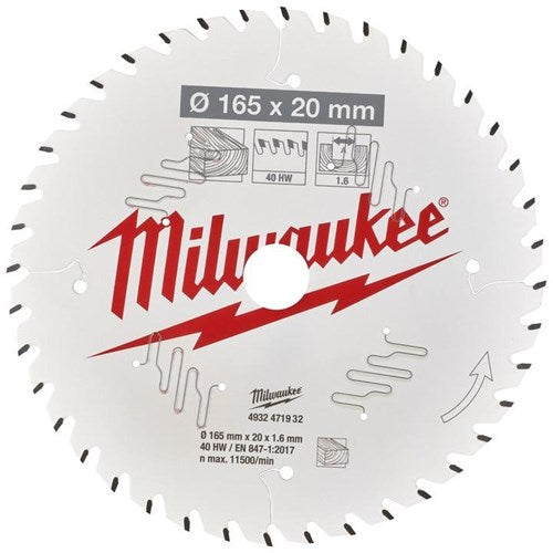 Milwaukee Accessoires cirkelzaagblad p w 165x20x1.6x40atb - 4932471932