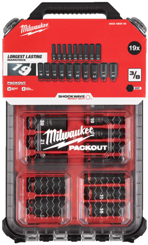 Milwaukee Accessoires doppenset packout™ shockwave™ impact duty (19-delig) - 4932480946