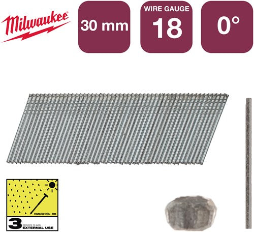 Milwaukee Accessoires nagels brad inox 18g 30mm sc3 | 5.000 stuks - 4932492560