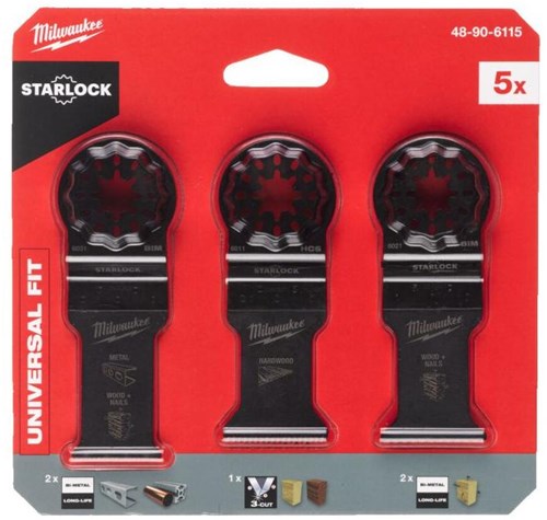 Milwaukee Accessoires omt starlock | hout metaal bladenset | 5-delig - 48906115