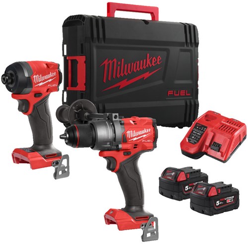 Milwaukee m18 fpp2a3-502x fuel power pack | m18fpd3 m18fid3 | 2x 5.0 ah accu + lader | in hd-koffer - 4933480873