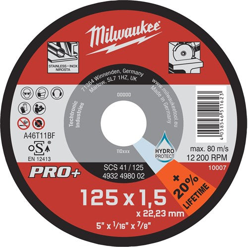 Milwaukee Accessoires Milwaukee scs 41 125 dunne metaaldoorslijpschijven pro+ - 4932498002
