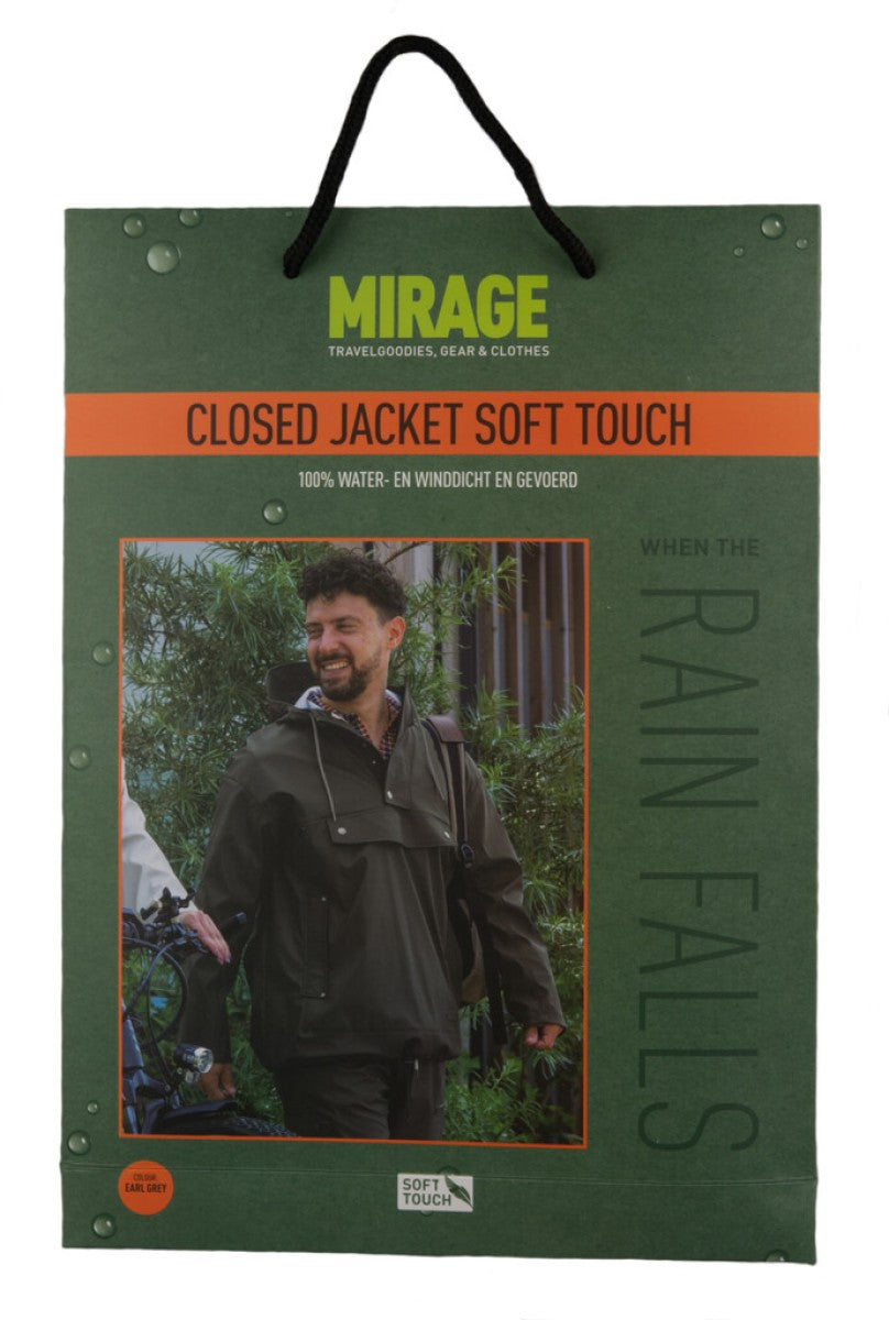 Mirage Regenjas rainfall closed jacket - maat s - gemaakt van polyester soft touch - earl grey