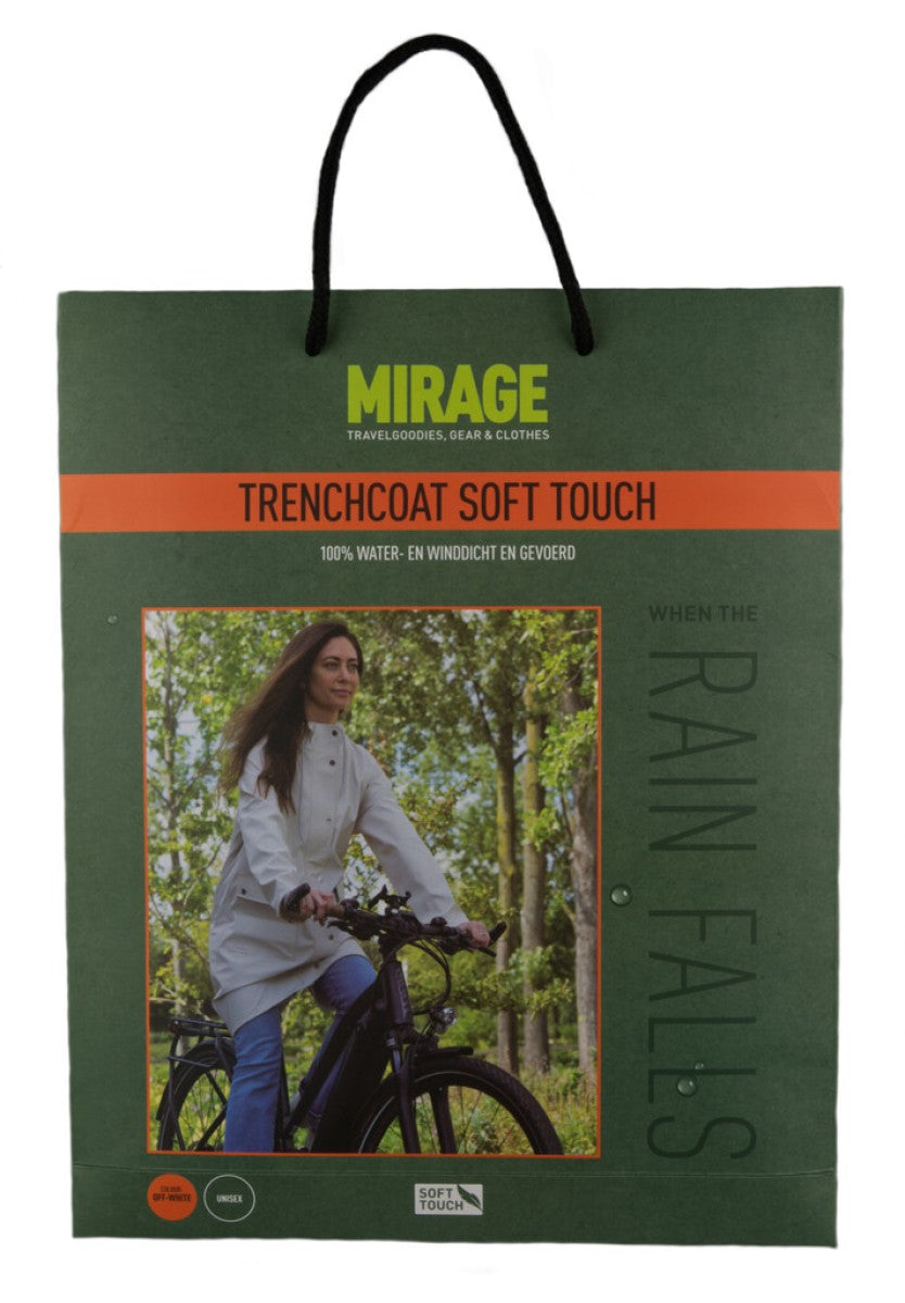 Mirage Regenjas rainfall trenchcoat - maat m - gemaakt van polyester soft touch - off white