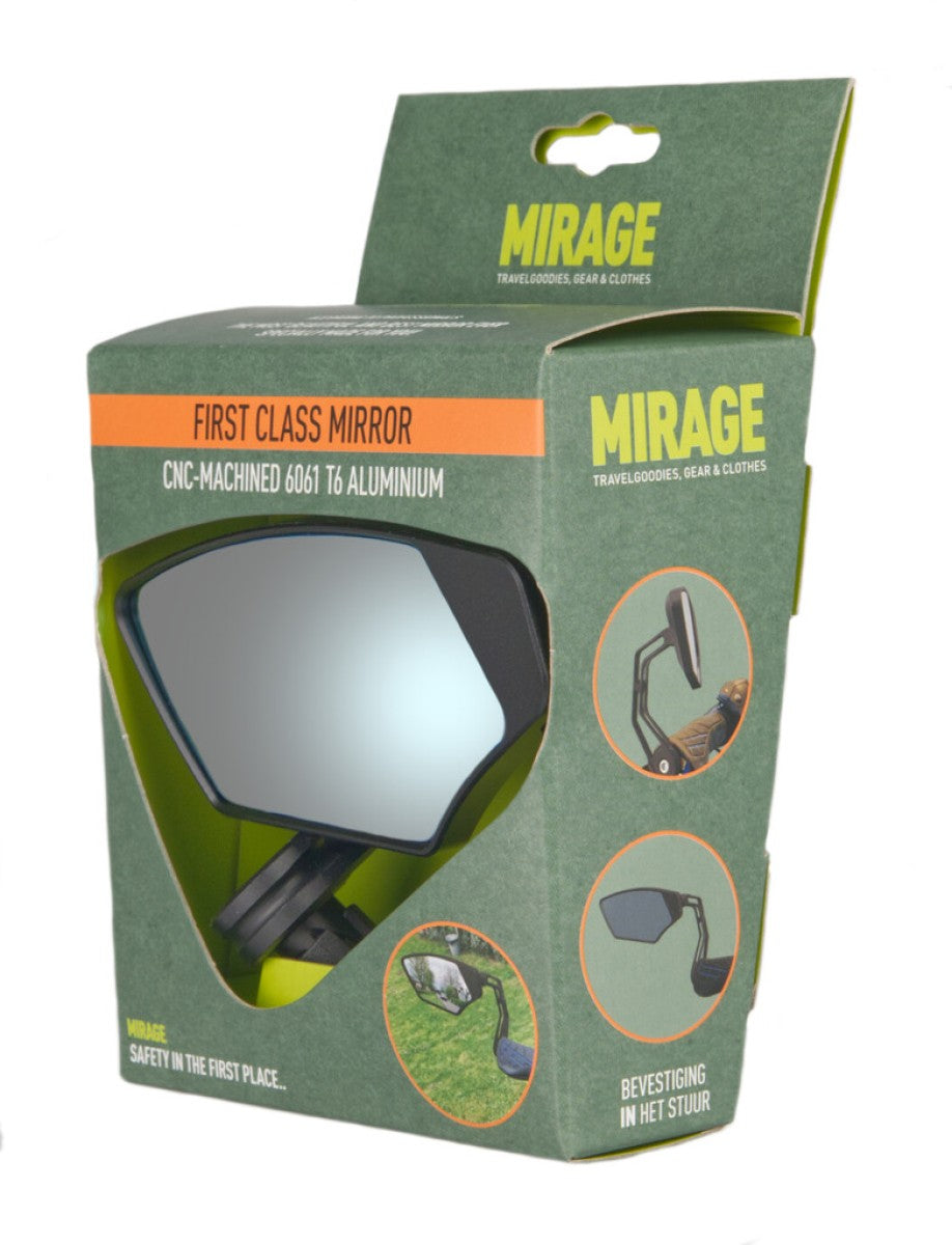 Mirage Spiegel links first class dimmend glas - bar-end bevestiging - zwart