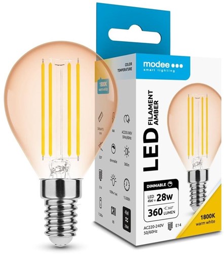 Enzo Modee led kogel e14 4-28w 1800k filament amber dimbaar - led7420