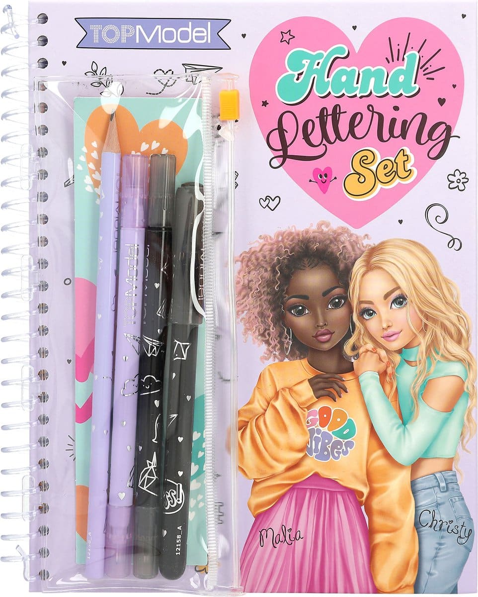 Van Der Doelen Topmodel - hand lettering set met schrijfartikelen en etui