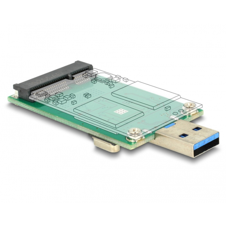 Converter USB 3.0 A Stekker > mSATA Delock