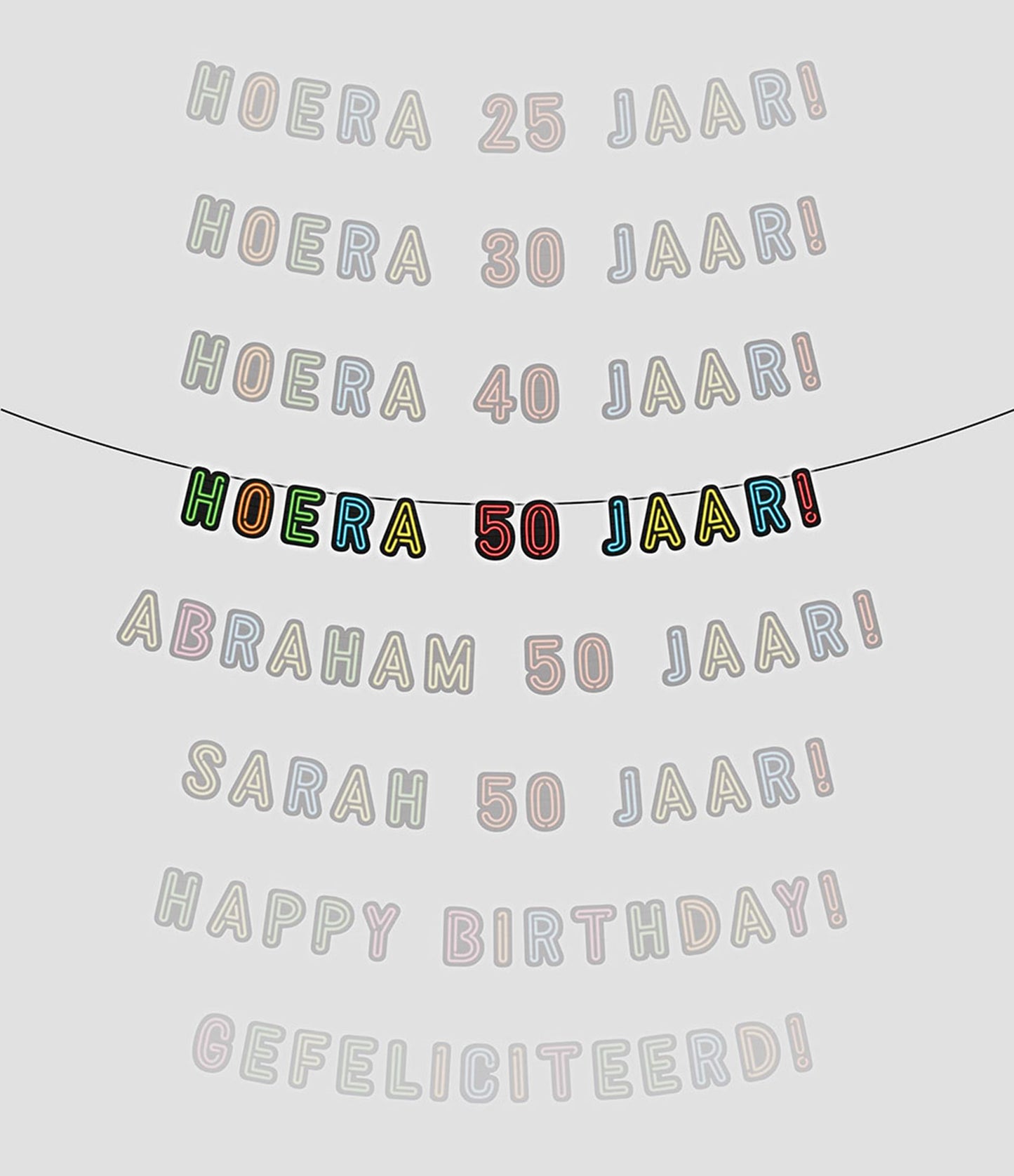 Paperdreams neon slinger hoera 50 jaar!