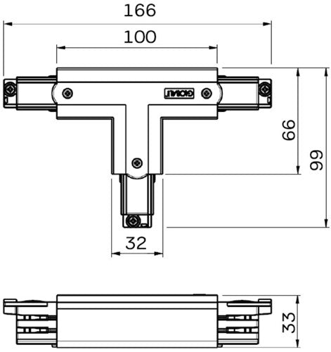 Nordic t-stuk vast 90gr. tbv. rail wit links 5050050