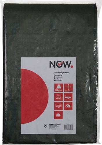 NOW afdekzeil | breedte 5.000 x lengte 6.000 mm | olijfgroen gewicht 160 g m² | met aluminium ogen | 1 stuk - 4000818876 4000818876