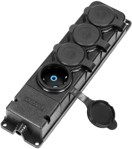 Enzo Orno swd tafelcontactdoos prof zwart ip44 4v met klep - 6871956
