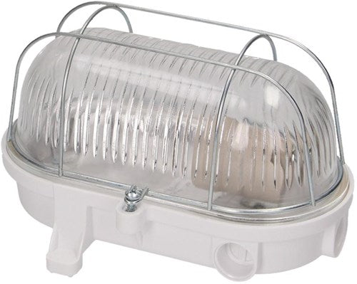 Enzo Orno wandlamp e27 ovaal bakeliet met glas en metalen korf wit - 5014314