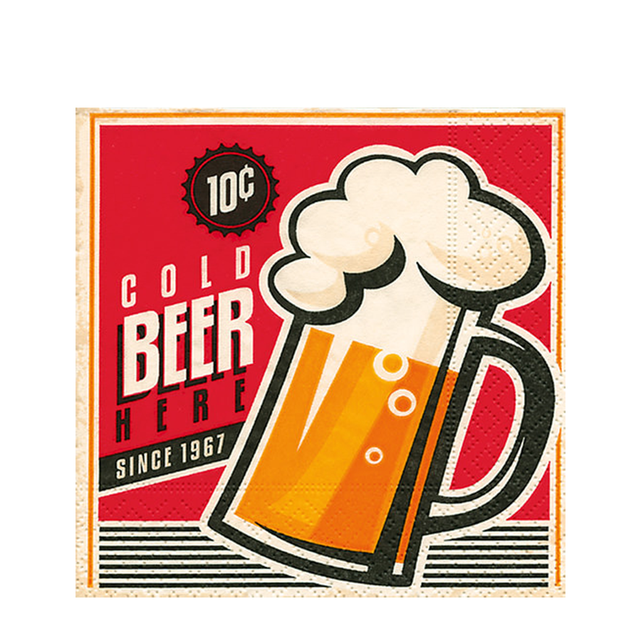 Paper+Design Servet 3-laags 25x25cm Bier 20 Stuks