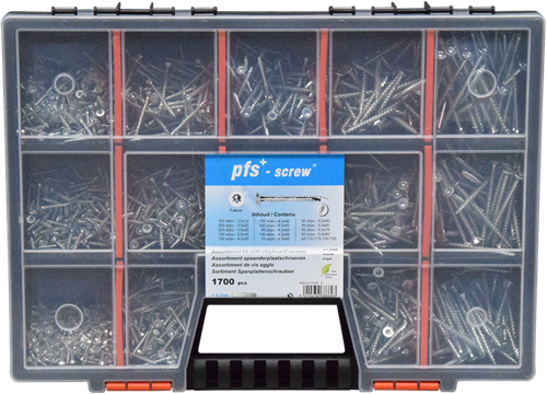 Pgb-Europe pgb-fasteners | assortimentsdoos met schroeven 1700 dlg pwvtv - ass014001170002