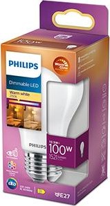 Philips led gls e27 10,5-100w filament mat warmglow blister - 5102558