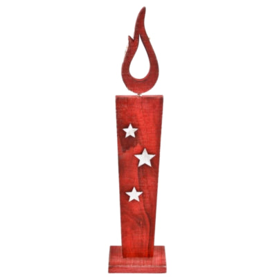 Beeld Kaars LED op batterij hout rood 36 cm | 12 stuks