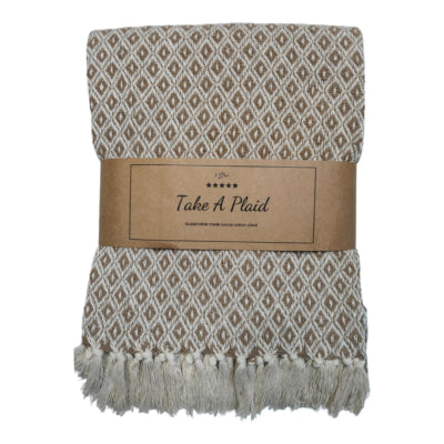 Take A Plaid 56 gerecycled katoen beige 130 x 180 cm | 12 stuks