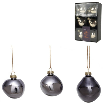 Xmas By Mooss Xmas by moos kerstballen grijs 6 cm 6 stuks | 30 stuks