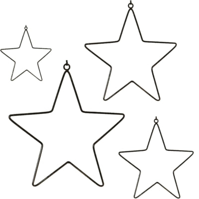 Hanger sterren Kerst zwart 30 cm set van 4 | 10 stuks