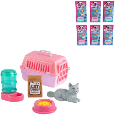 Pet Friend poes met accessoires 7,5 cm 6 assorti | 12 stuks