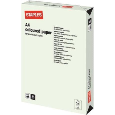 Staples papier a4 gekleurd lichtgroen 500 vel | 5 stuks