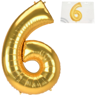 Amscan Folie ballon jumbo cijfer 6 goudkleurig 137 cm | 36 stuks