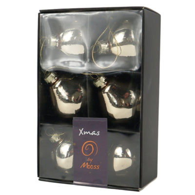 Xmas By Mooss Xmas by moos kerstballen grijs 6 cm 6 stuks | 30 stuks